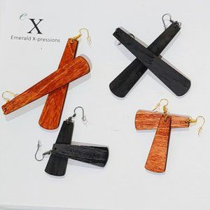 Wood 'Paddle' Earrings Set